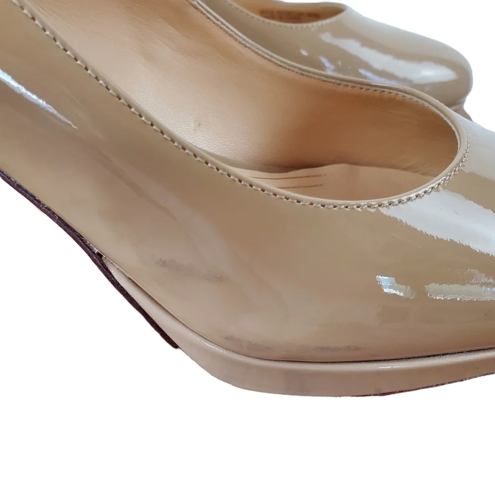 Cole Haan Chelsea Platform Patent Leather Nude Pumps Heels 9.5B - Picture 5 of 10